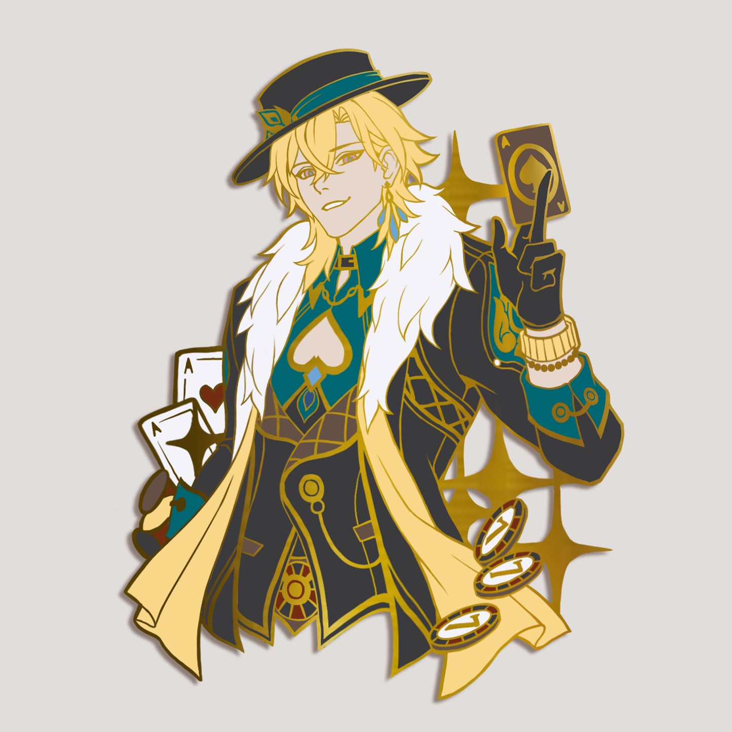 Honkai Star Rail Fanart: Aventurine Enamel Pin