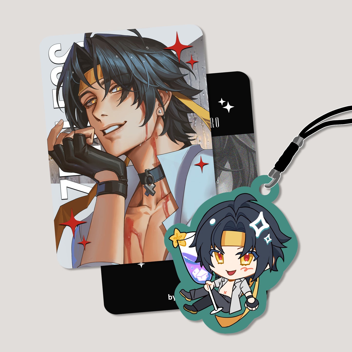 Zenless Zone Zero Fanart: Asaba Harumasa Champagne Splash Series Photocard + Phonestrap Bundle