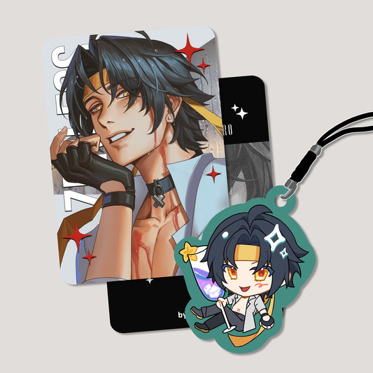 Zenless Zone Zero Fanart: Asaba Harumasa Champagne Splash Series Photocard + Phonestrap Bundle