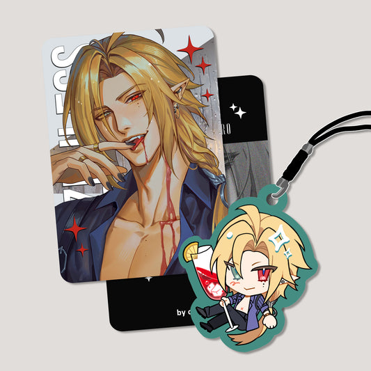 Zenless Zone Zero Fanart: Hugo Vlad Champagne Splash Series Photocard + Phonestrap Bundle