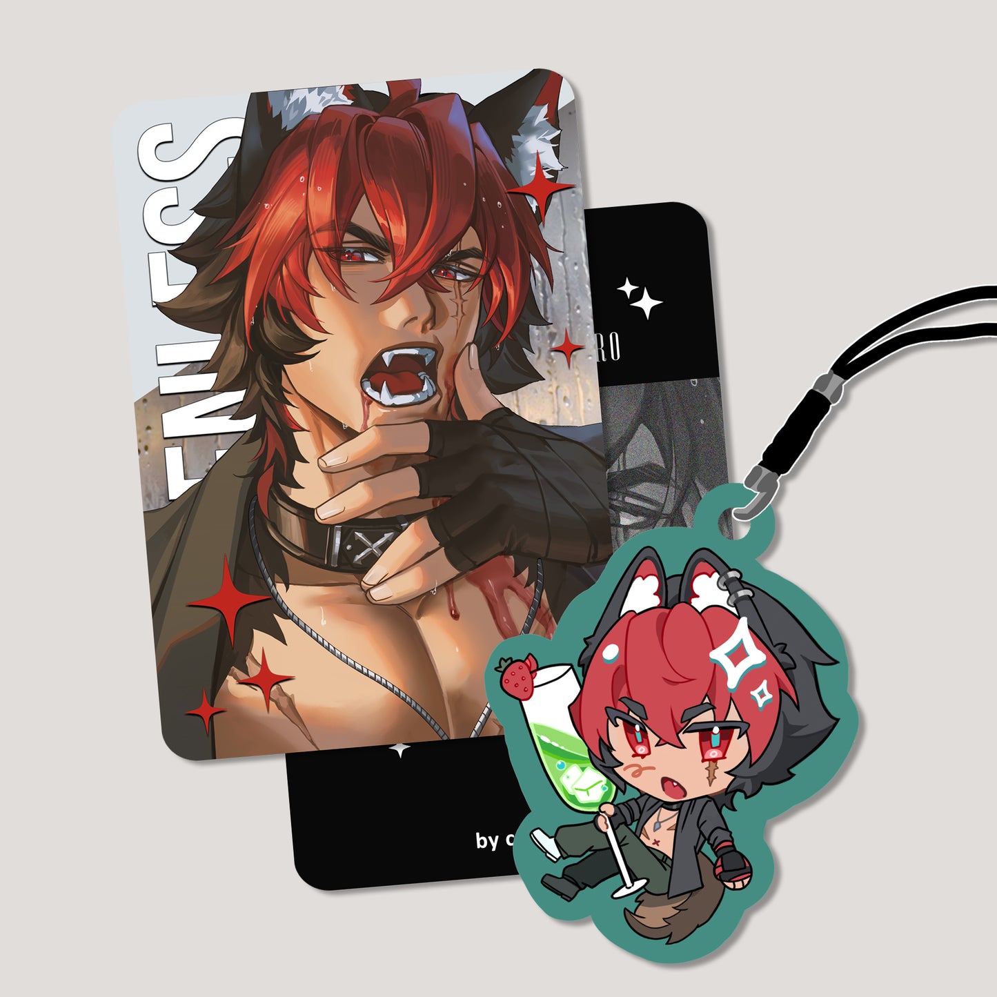 Zenless Zone Zero Fanart: Komano Manato Champagne Splash Series Photocard + Phonestrap Bundle