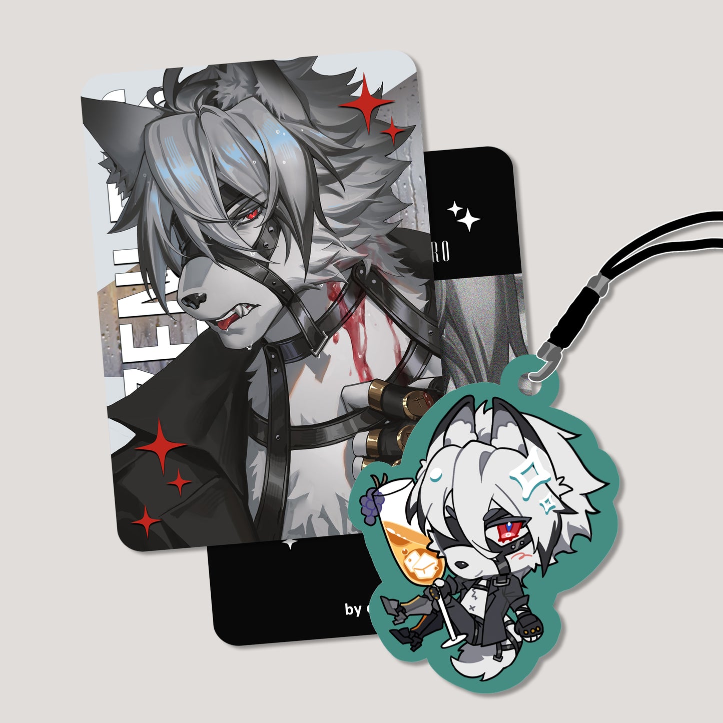 Zenless Zone Zero Fanart: Von Lycaon Champagne Splash Series Photocard + Phonestrap Bundle